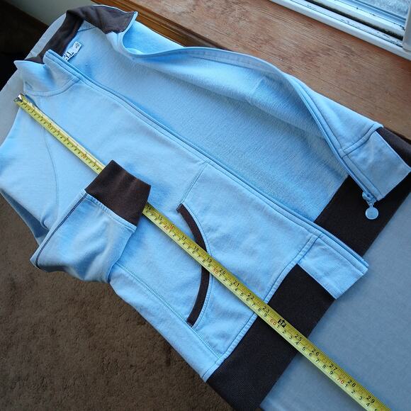 N.Y.L. New York Laundry Blue Bash Full Zip Sweatshirt XL retro jacket brown trim - Picture 13 of 14